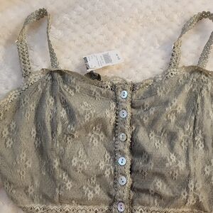 P.O.L  Lace Crop Top Medium Green NWT Summer Spring